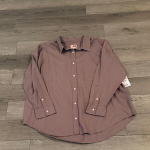 SO Women’s Casual Button Down Shirt - Mauve/brown/khaki